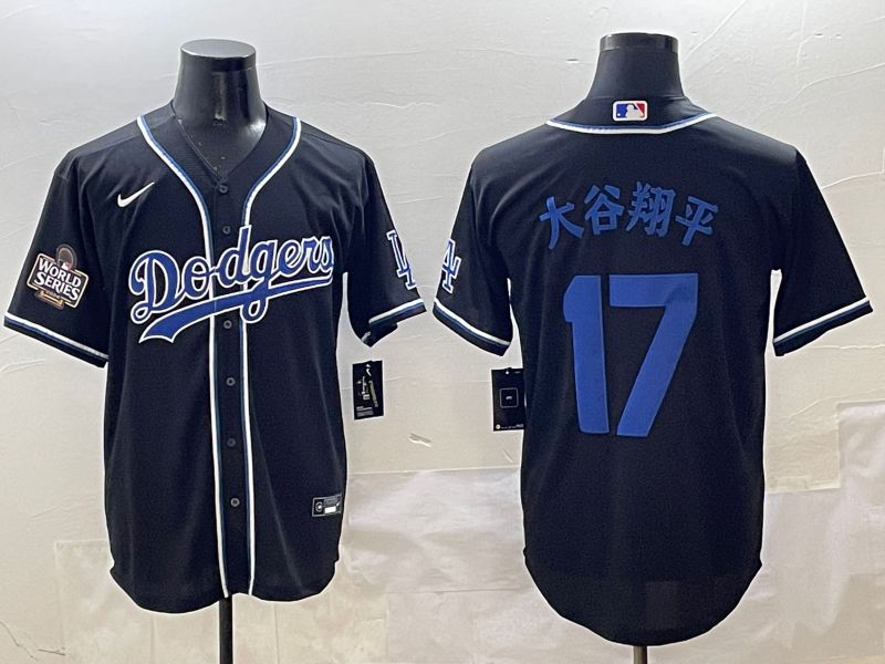 Men Los Angeles Dodgers 17 Ohtani Black blue Three generations Nike 2025 MLB Jersey style 21